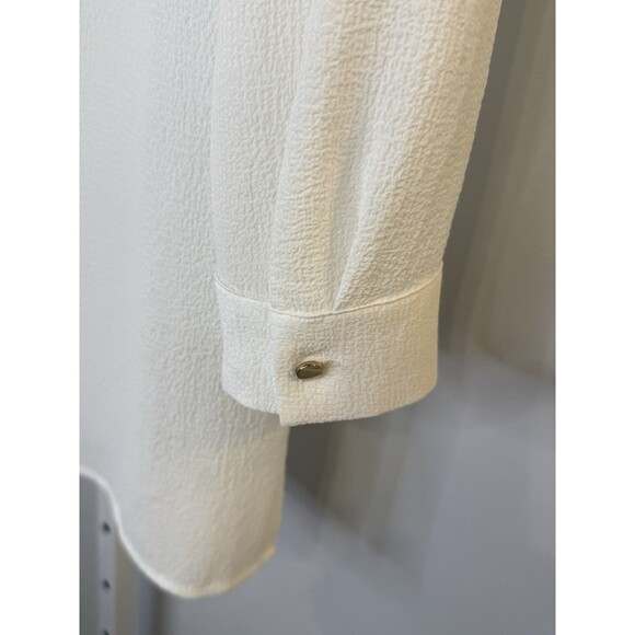 Chico’s White Tunic Blouse Women’s 0 (US 4) Long Sleeve Button Front Roll Tab - Picture 6 of 8